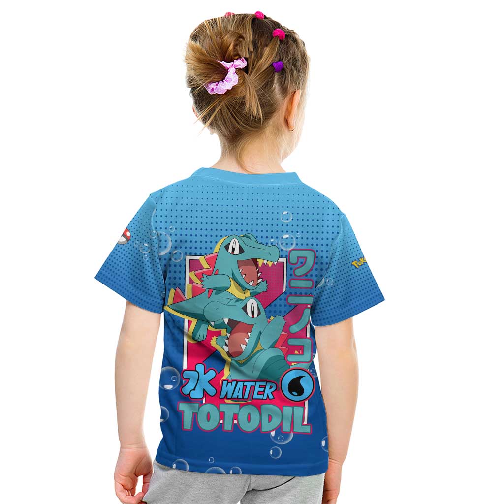 Totodile from Poké Kid T Shirt with Water Type Power and Playful Pose Design - The Mazicc