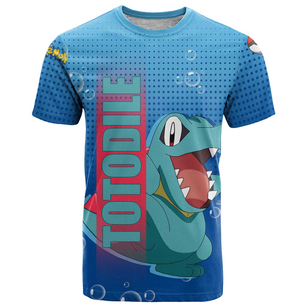 Totodile from Poké T Shirt with Water Type Power and Playful Pose Design - The Mazicc