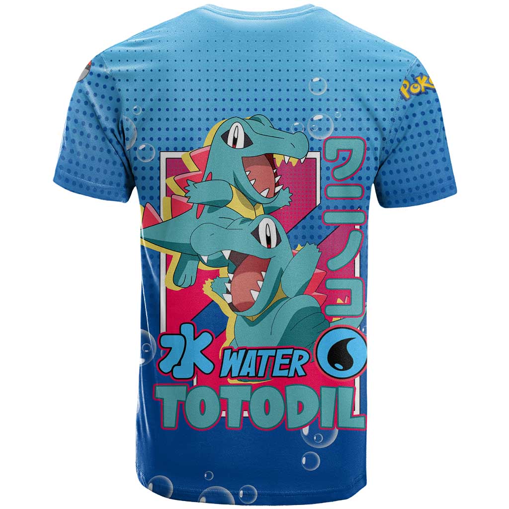 Totodile from Poké T Shirt with Water Type Power and Playful Pose Design - The Mazicc