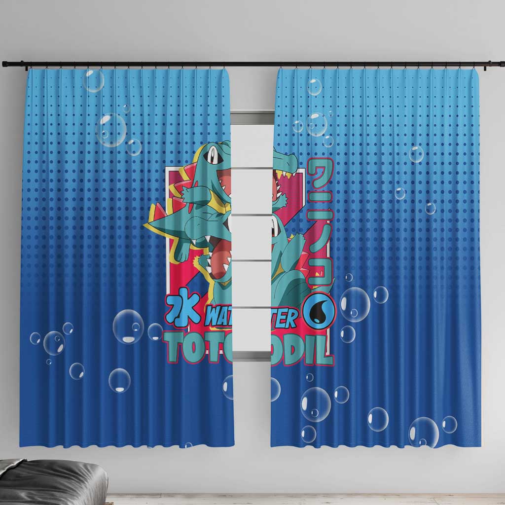 Totodile from Poké Window Curtain with Water Type Power and Playful Pose Design - The Mazicc