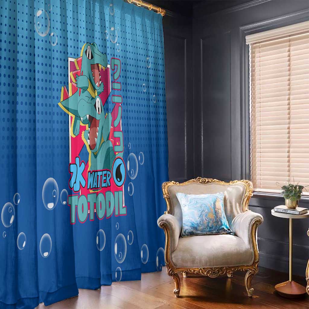 Totodile from Poké Window Curtain with Water Type Power and Playful Pose Design - The Mazicc
