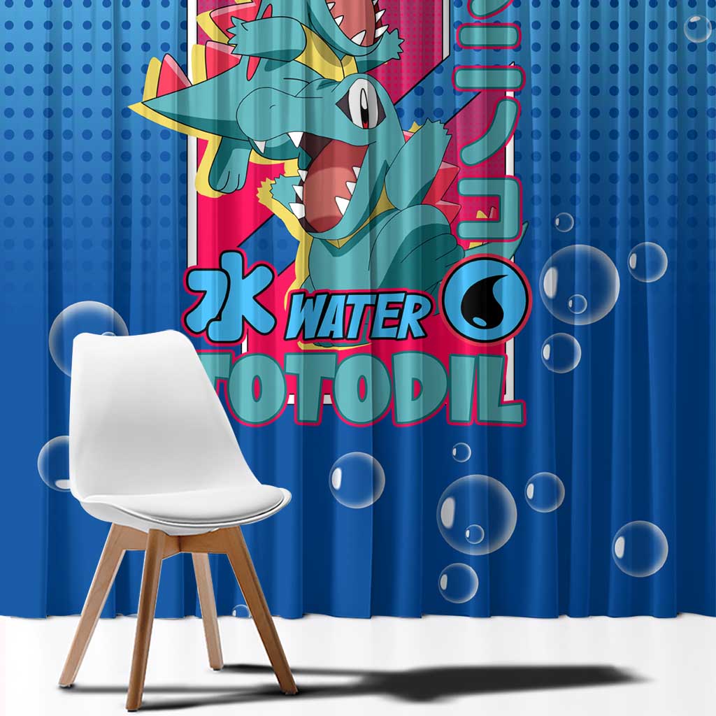 Totodile from Poké Window Curtain with Water Type Power and Playful Pose Design - The Mazicc