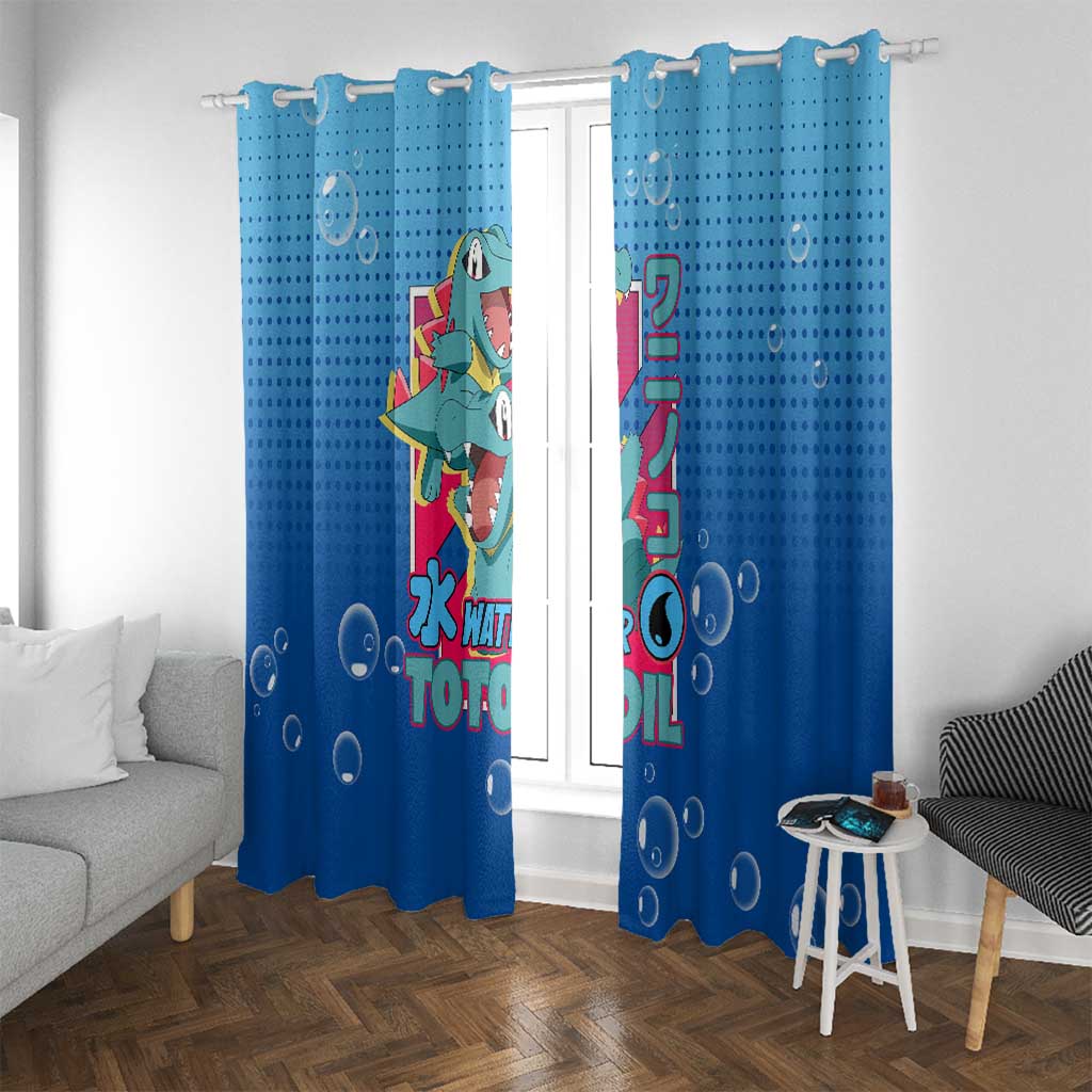 Totodile from Poké Window Curtain with Water Type Power and Playful Pose Design - The Mazicc