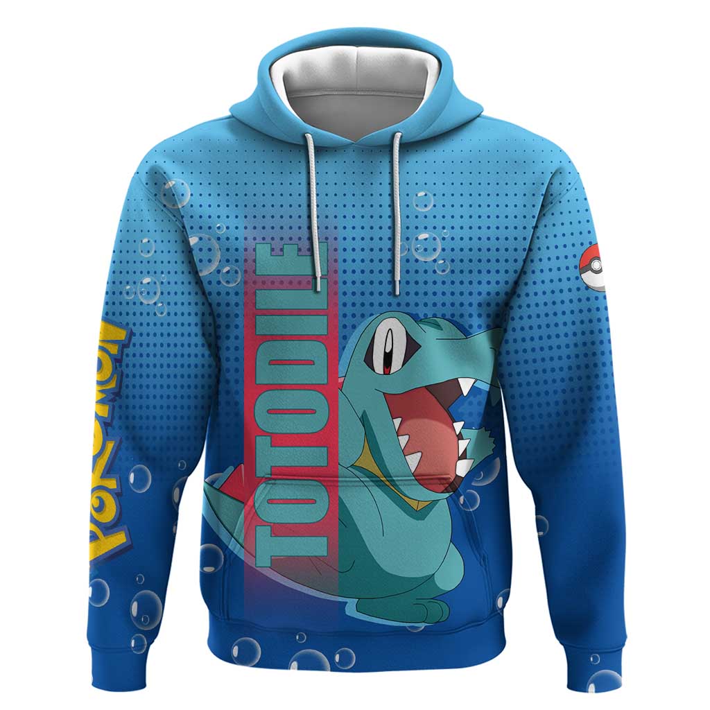 Totodile from Poké Zip Hoodie with Water Type Power and Playful Pose Design - The Mazicc