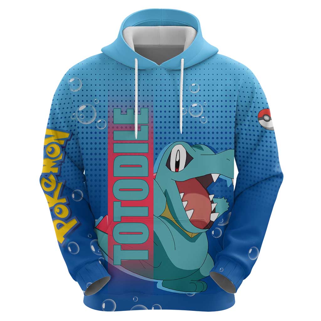 Totodile from Poké Zip Hoodie with Water Type Power and Playful Pose Design - The Mazicc