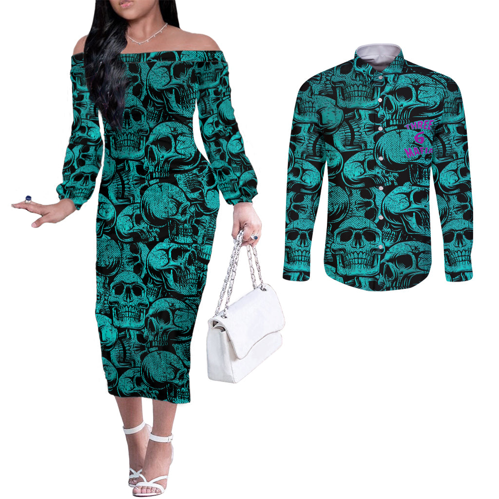 three-6-mafia-skull-couples-matching-off-the-shoulder-long-sleeve-dress-and-long-sleeve-button-shirts-three-6-mafia