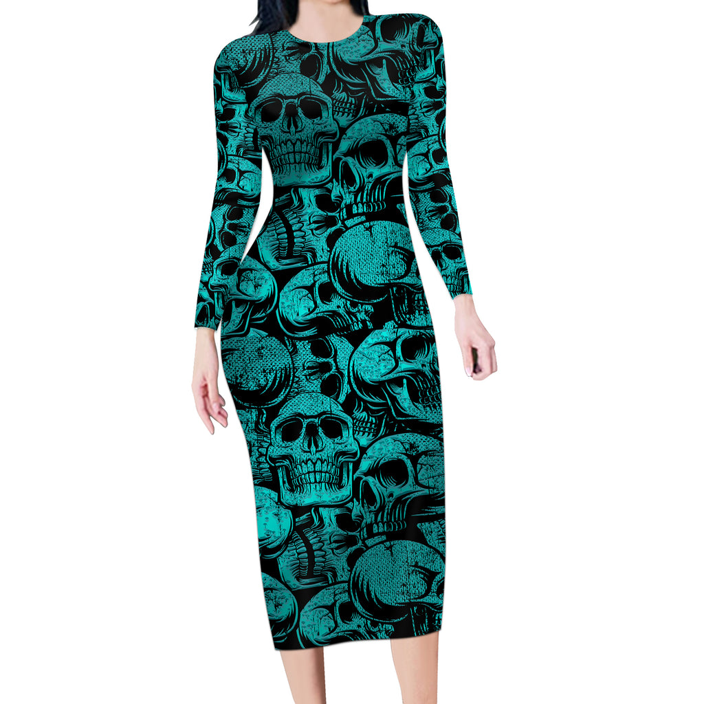 three-6-mafia-skull-long-sleeve-bodycon-dress-three-6-mafia