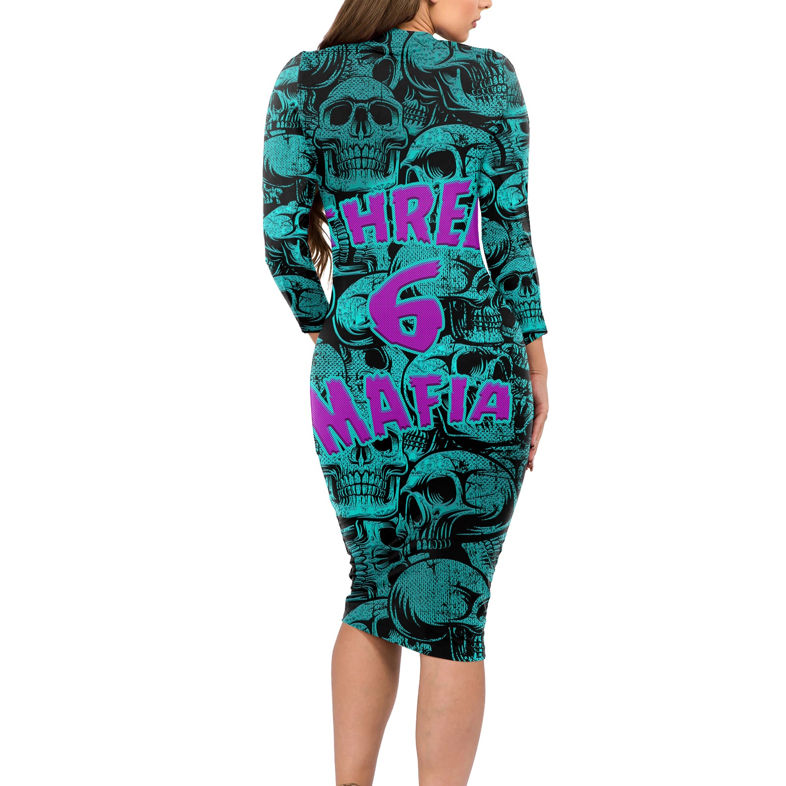 three-6-mafia-skull-long-sleeve-bodycon-dress-three-6-mafia