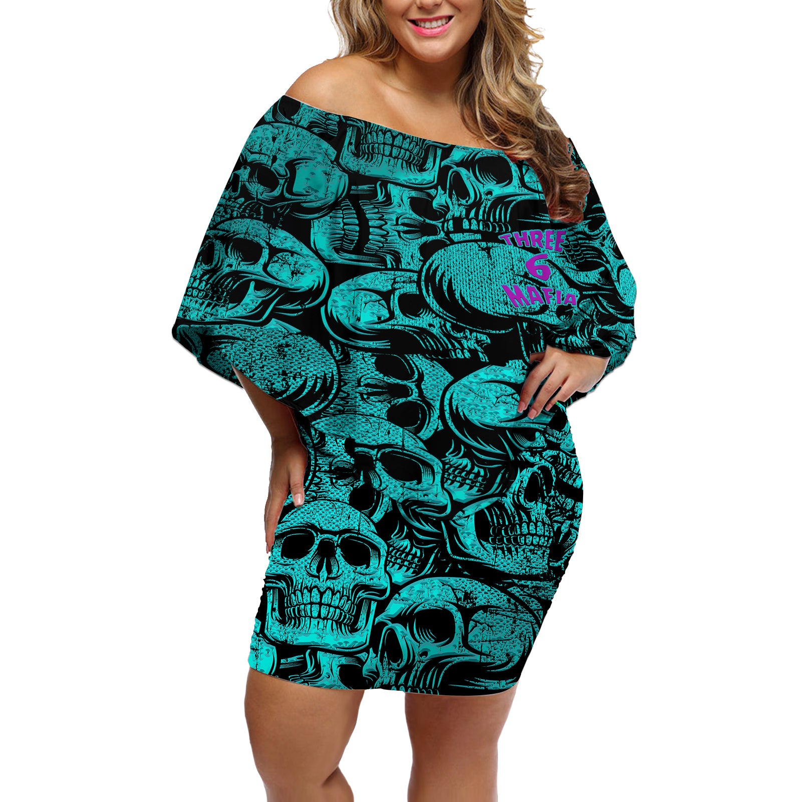 three-6-mafia-skull-off-shoulder-short-dress-three-6-mafia
