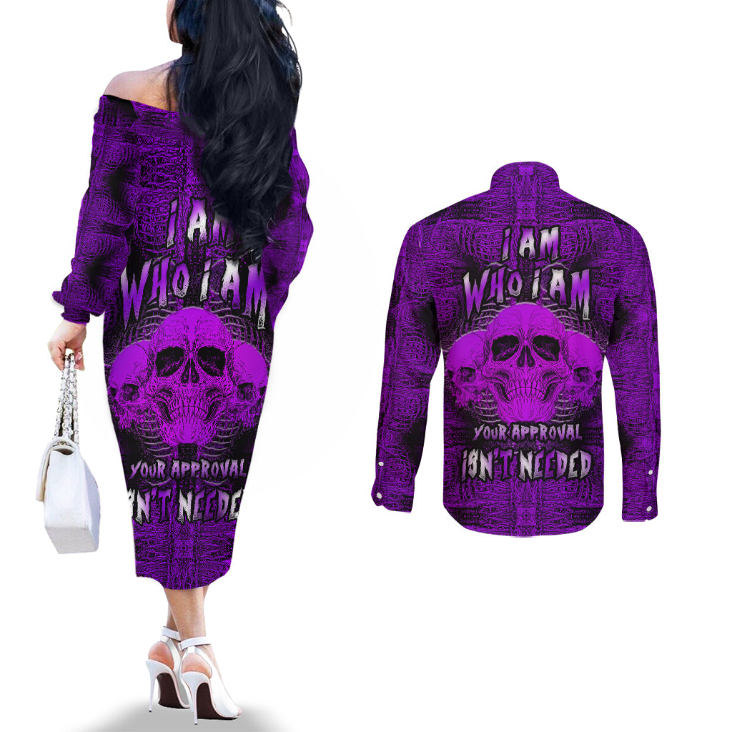 skull-pattern-couples-matching-off-the-shoulder-long-sleeve-dress-and-long-sleeve-button-shirts-i-am-who-i-am-your-approval-isnt-needed
