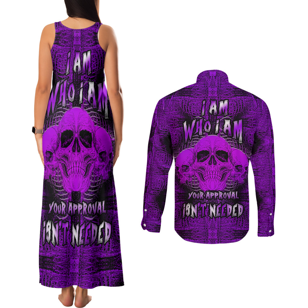 skull-pattern-couples-matching-tank-maxi-dress-and-long-sleeve-button-shirts-i-am-who-i-am-your-approval-isnt-needed
