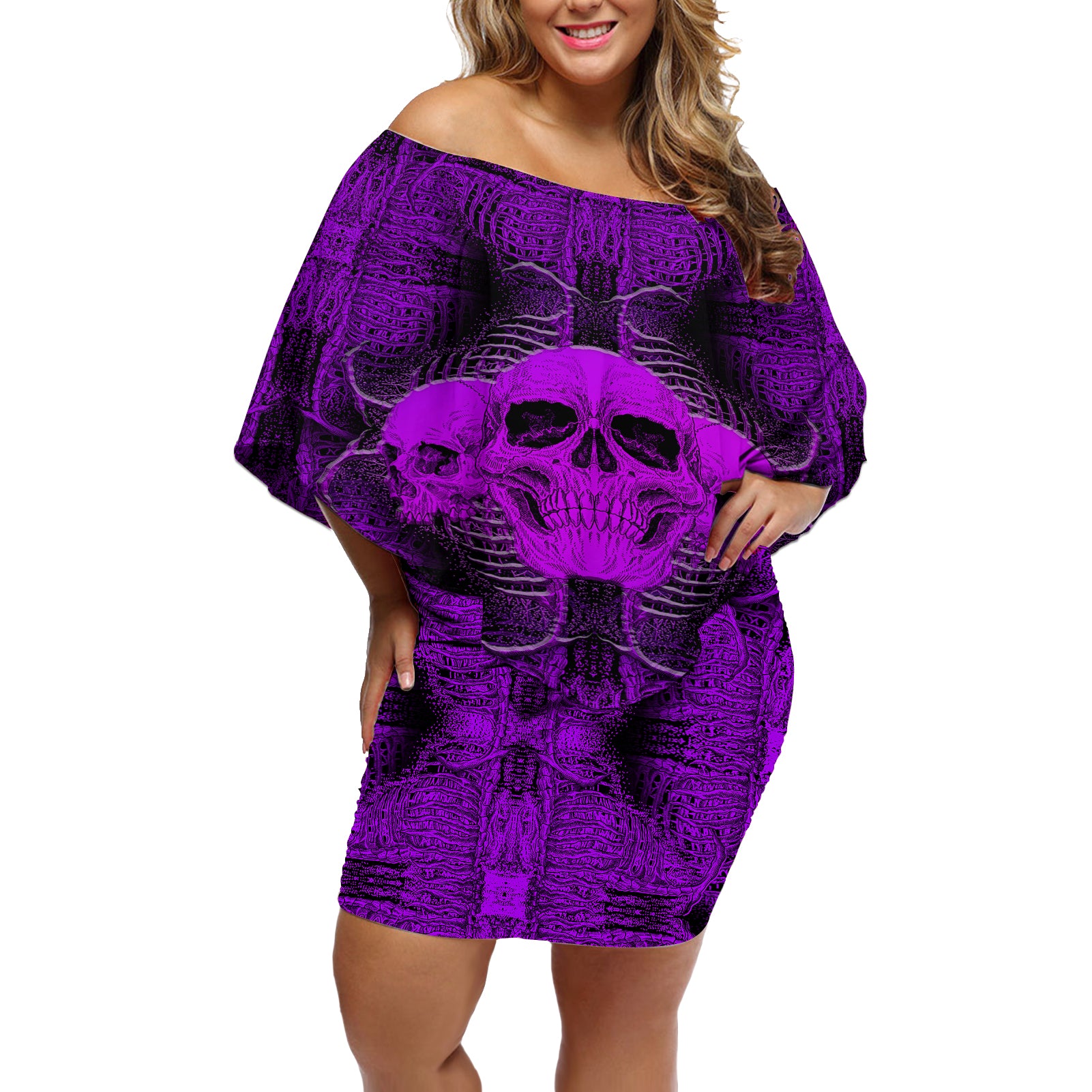 skull-pattern-off-shoulder-short-dress-i-am-who-i-am-your-approval-isnt-needed