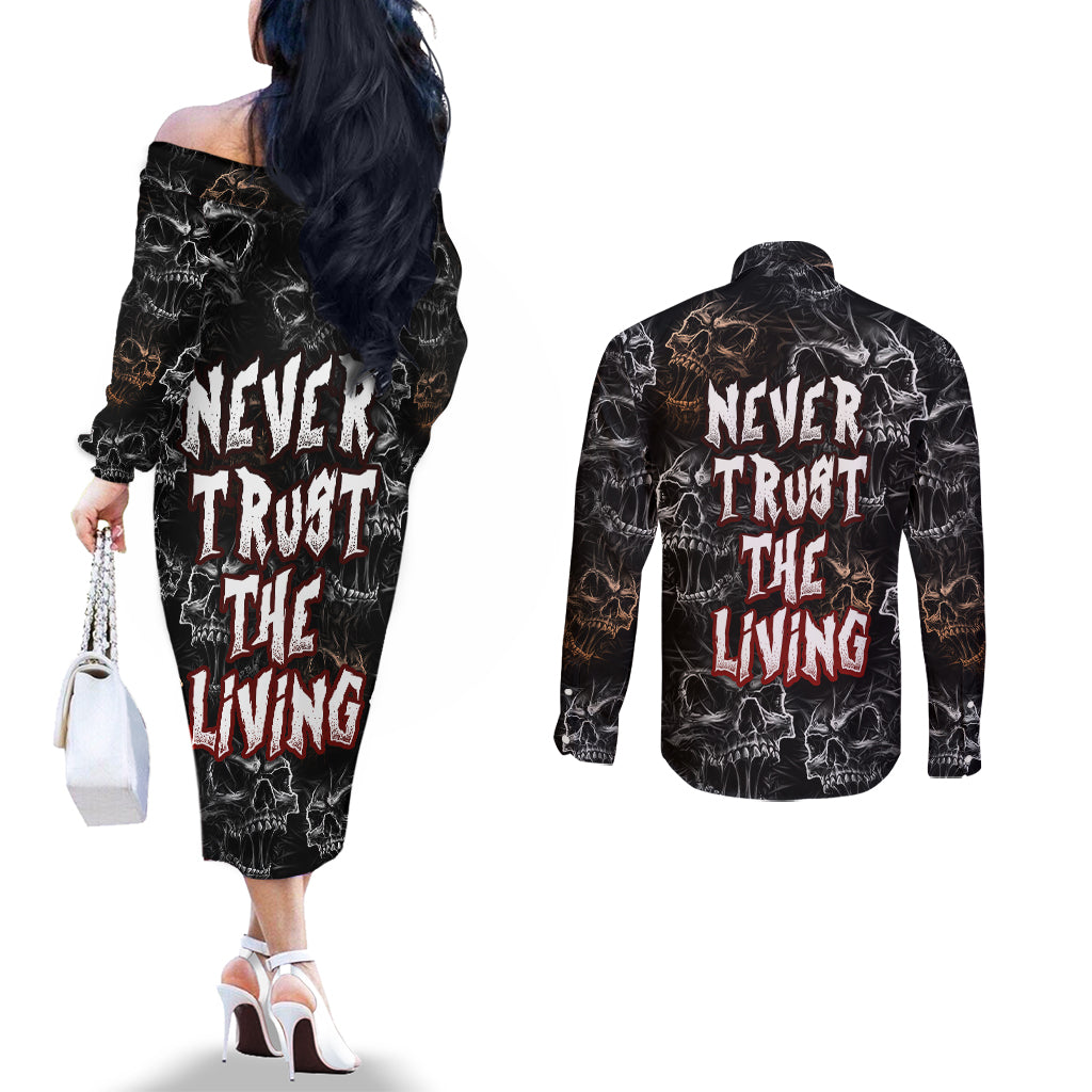 skull-pattern-couples-matching-off-the-shoulder-long-sleeve-dress-and-long-sleeve-button-shirts-never-trust-the-living