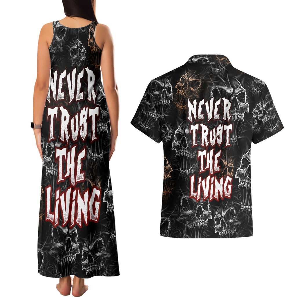 skull-pattern-couples-matching-tank-maxi-dress-and-hawaiian-shirt-never-trust-the-living