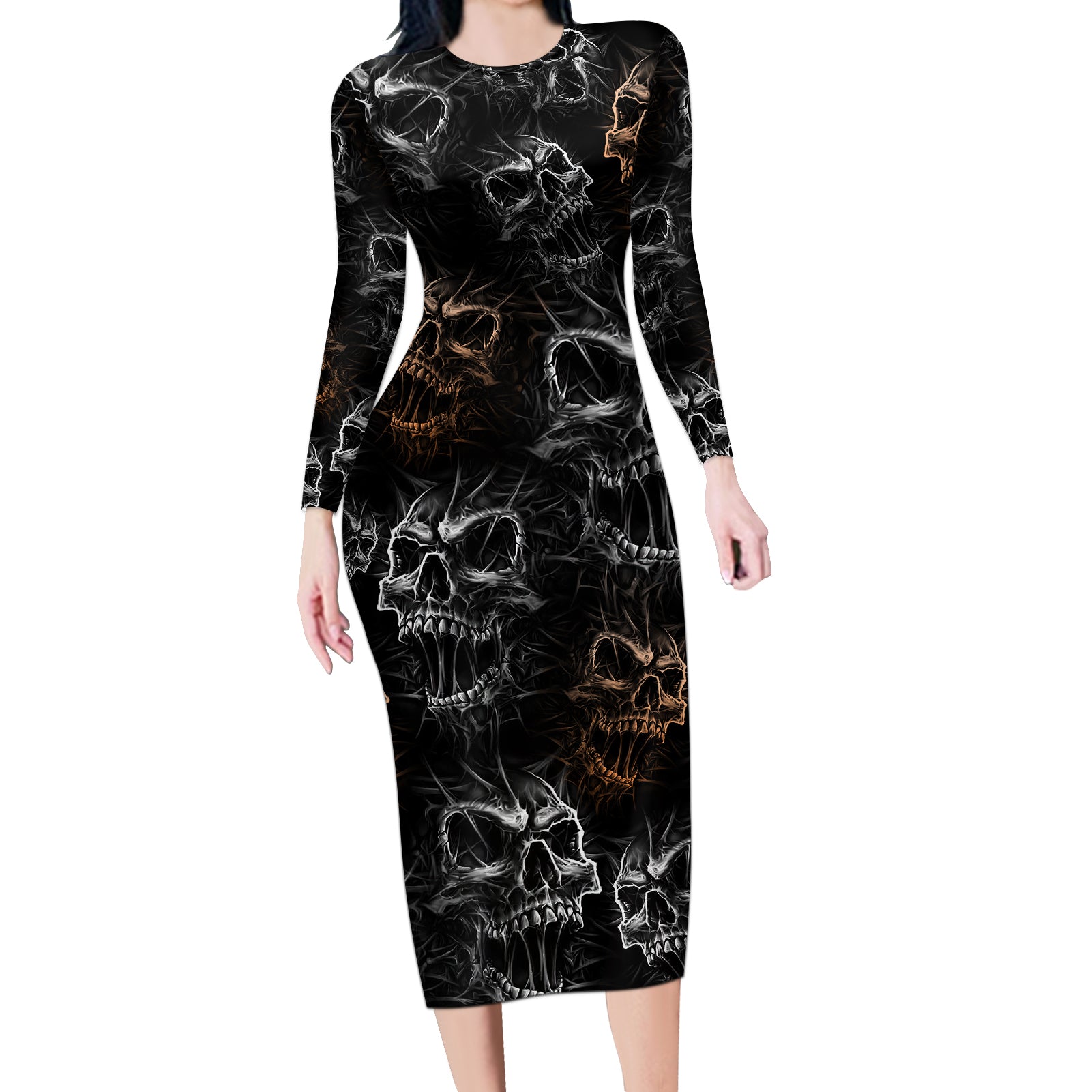 skull-pattern-long-sleeve-bodycon-dress-never-trust-the-living