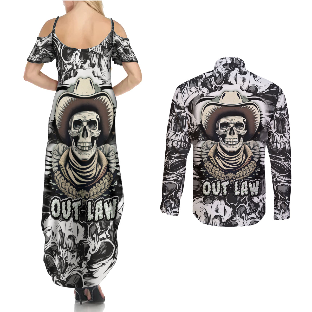 skull-cowboy-couples-matching-summer-maxi-dress-and-long-sleeve-button-shirts-out-law