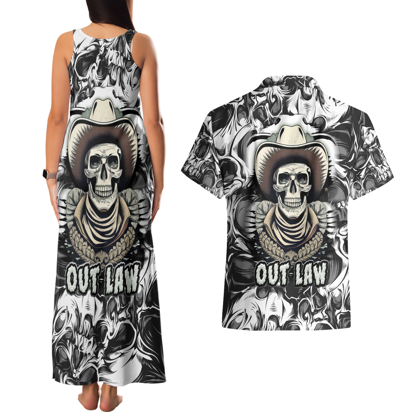 skull-cowboy-couples-matching-tank-maxi-dress-and-hawaiian-shirt-out-law