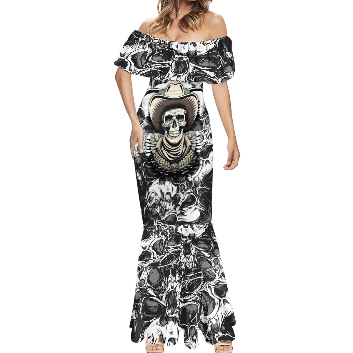 skull-cowboy-mermaid-dress-out-law