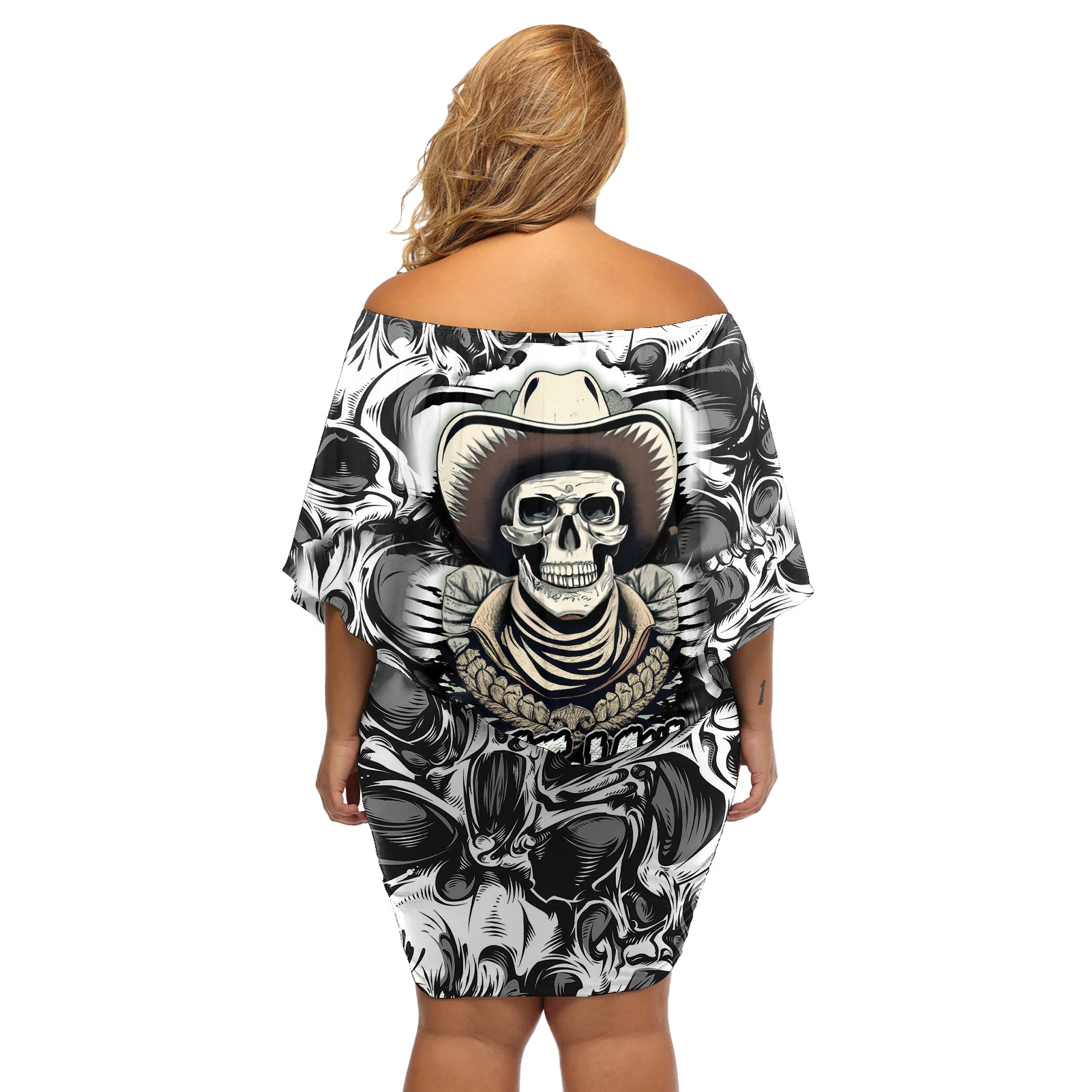 skull-cowboy-off-shoulder-short-dress-out-law