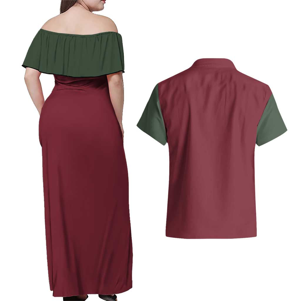 Jiraiya Uniform Naruto Couples Matching Off Shoulder Maxi Dress and Hawaiian Shirt Anime Style