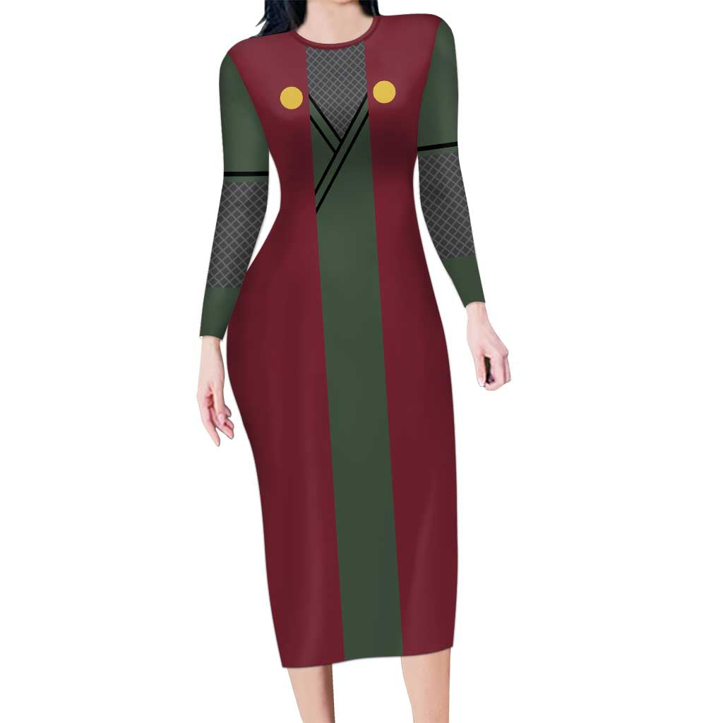 Jiraiya Uniform Naruto Long Sleeve Bodycon Dress Anime Style