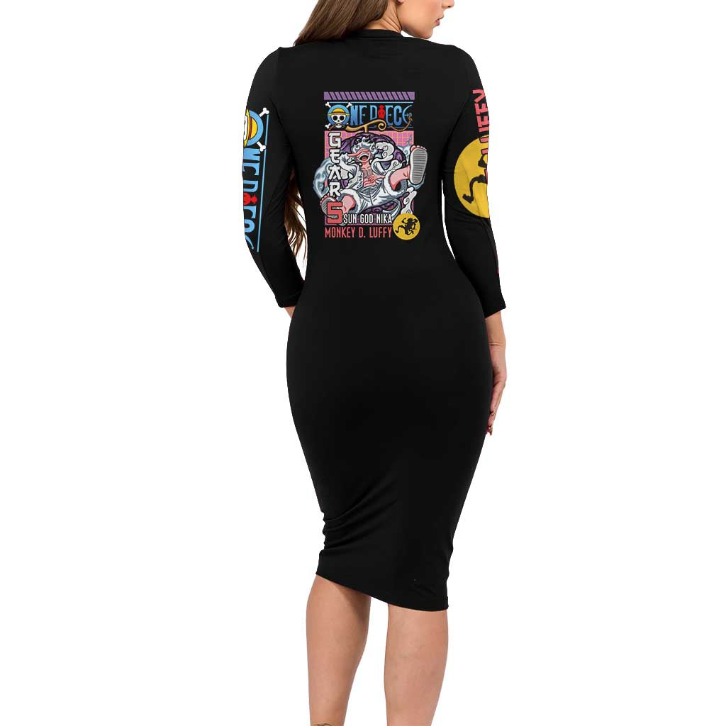 Gear 5th Luffy V3 One Piece Long Sleeve Bodycon Dress Anime Style