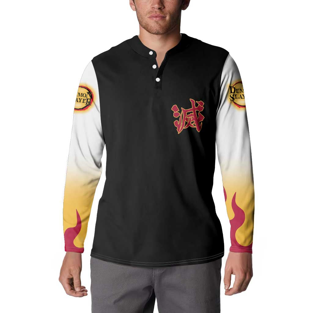 Kyojuro Rengoku Demon Slayer Button Sweatshirt Anime Style