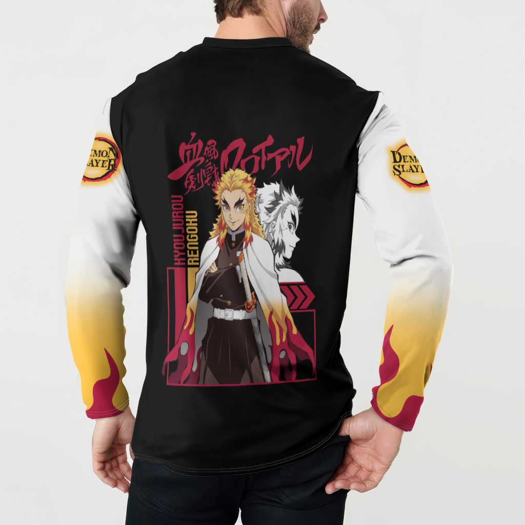 Kyojuro Rengoku Demon Slayer Button Sweatshirt Anime Style