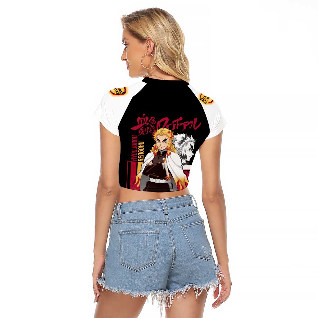 Kyojuro Rengoku Demon Slayer Raglan Cropped T Shirt Anime Style