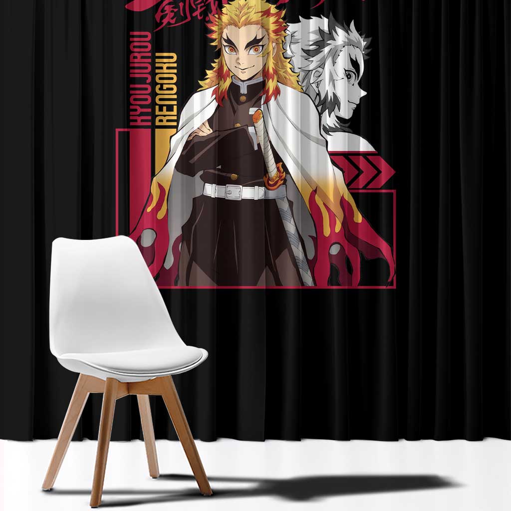 Kyojuro Rengoku Demon Slayer Window Curtain Anime Style