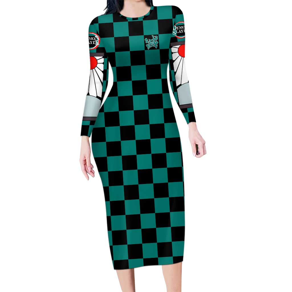 Kamado Tanjiro Haori Demon Slayer Long Sleeve Bodycon Dress Anime Style