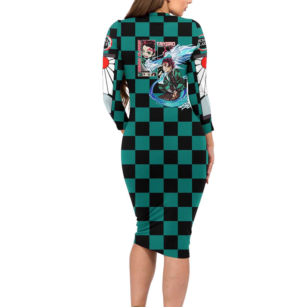 Kamado Tanjiro Haori Demon Slayer Long Sleeve Bodycon Dress Anime Style