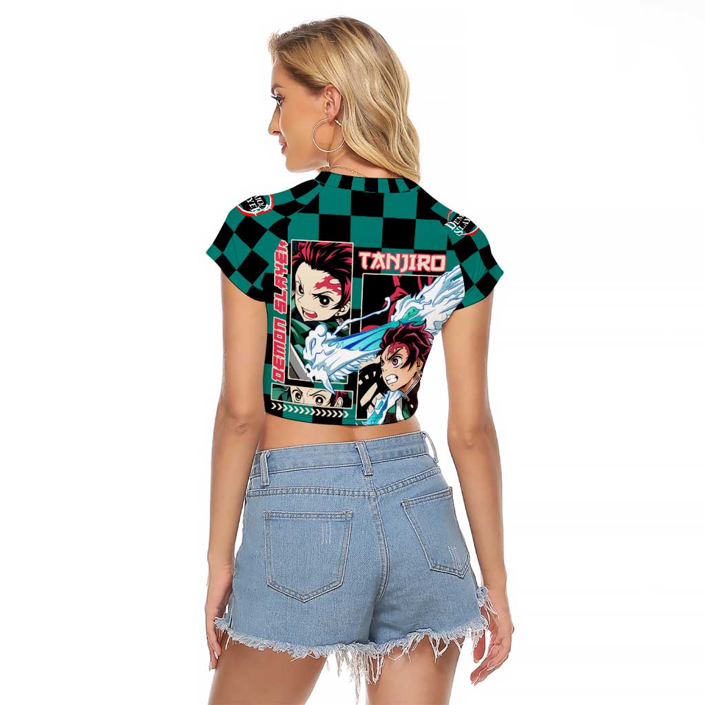 Kamado Tanjiro Haori Demon Slayer Raglan Cropped T Shirt Anime Style
