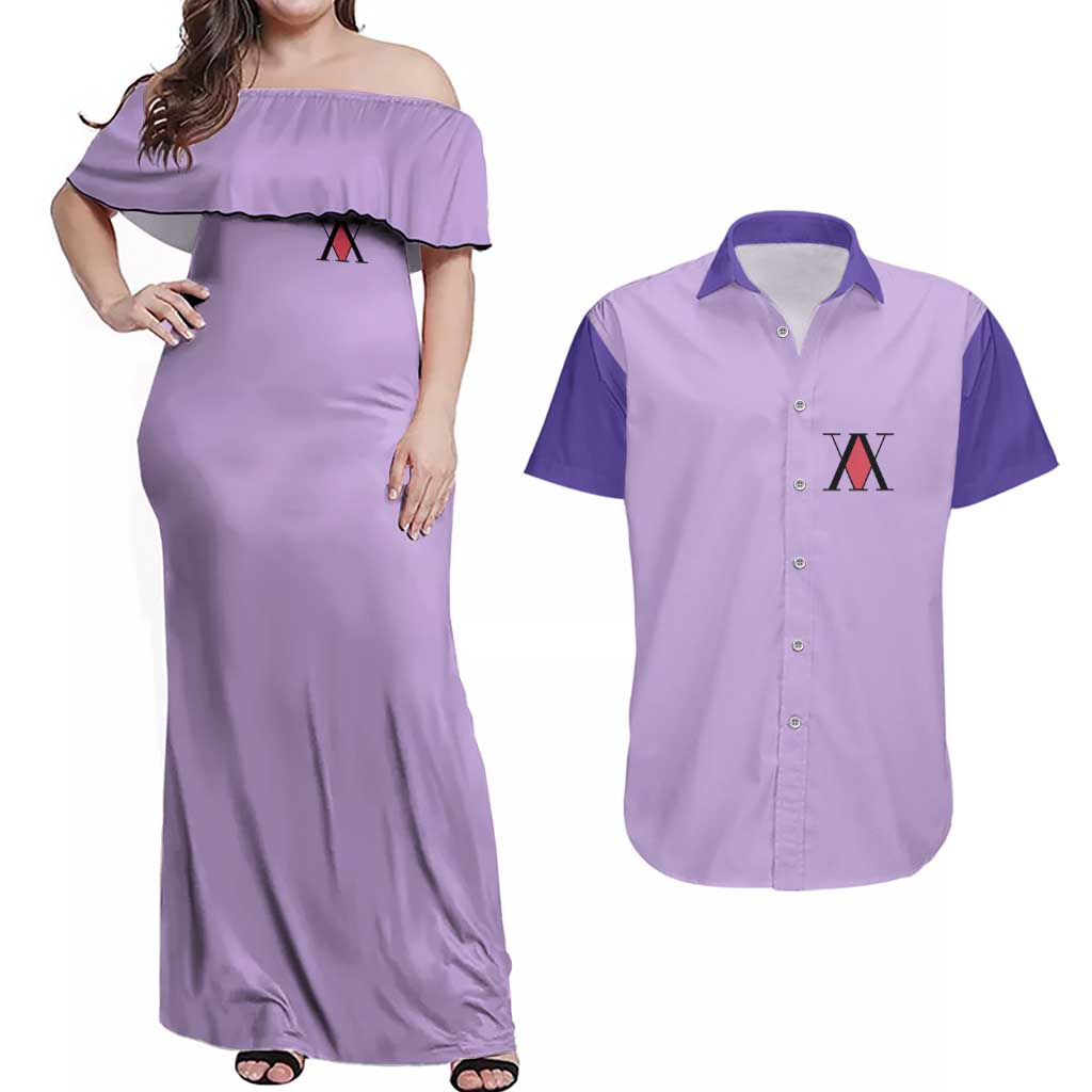 Killua Zoldyck Hunter x Hunter Couples Matching Off Shoulder Maxi Dress and Hawaiian Shirt Anime Style