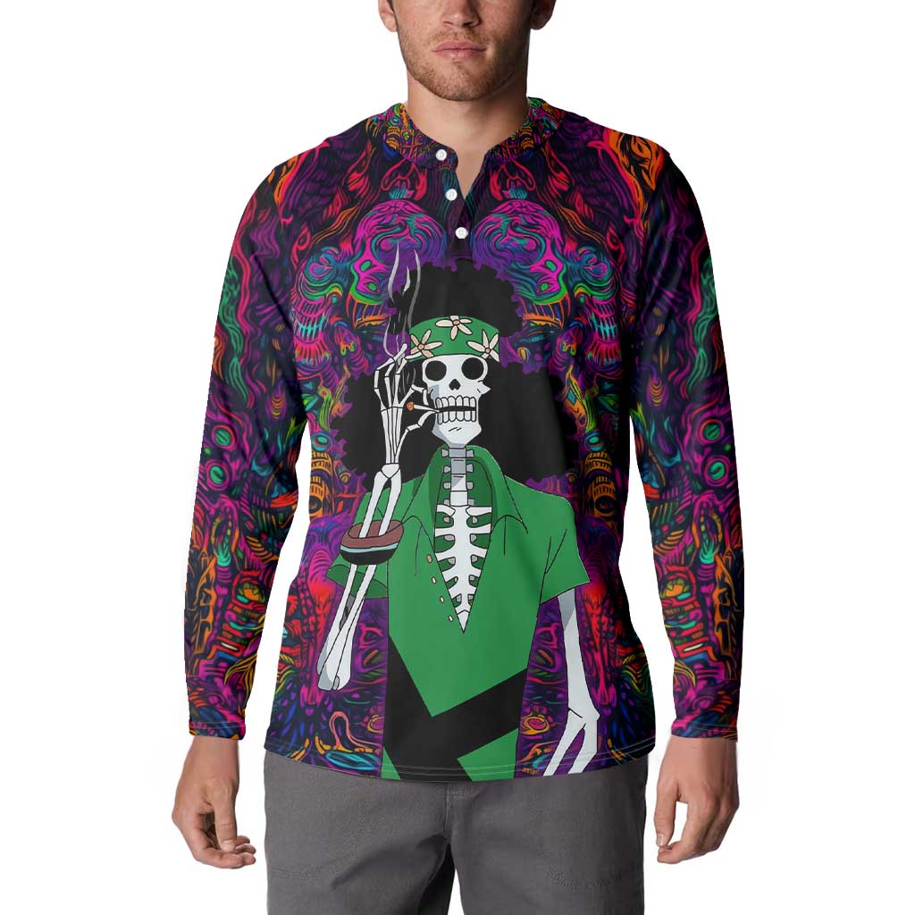 One Piece Hippie Trip Brook Button Sweatshirt Anime Style