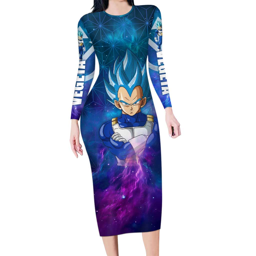 Trippy Astral Vegeta Dragon Ball Z Long Sleeve Bodycon Dress Anime Style