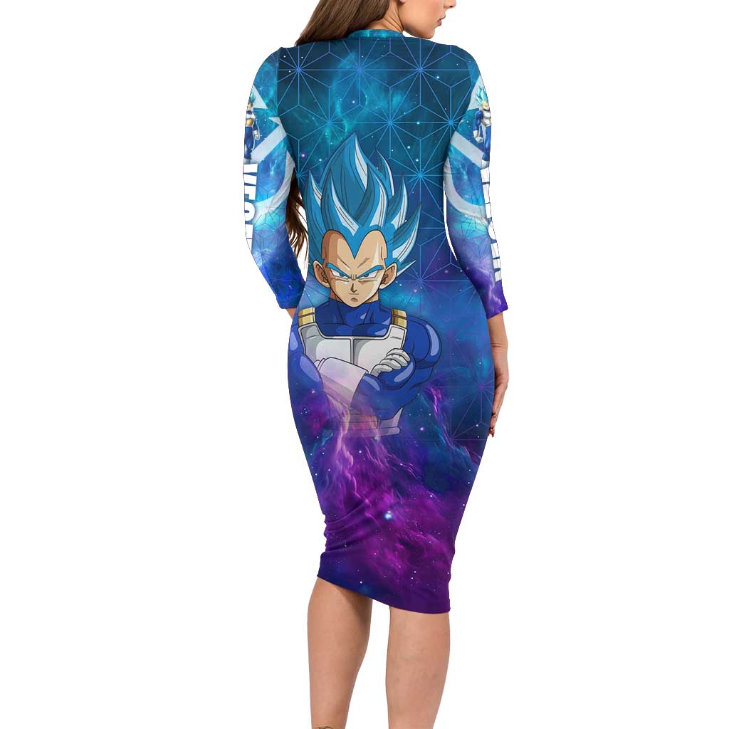 Trippy Astral Vegeta Dragon Ball Z Long Sleeve Bodycon Dress Anime Style