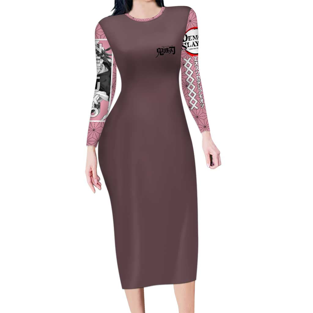 Kamado Nezuko Demon Slayer Long Sleeve Bodycon Dress Anime Style