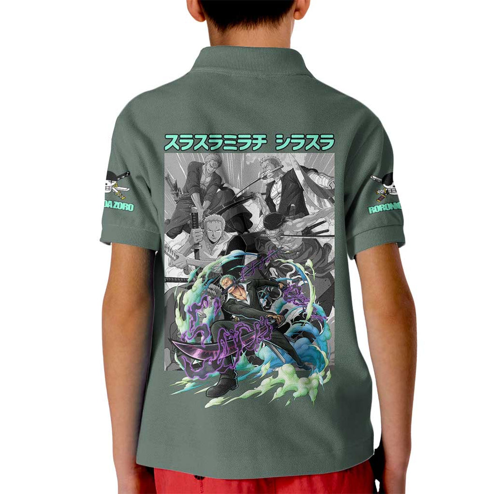 Roronoa Zoro - Straw Hat Team - One Piece Kid Polo Shirt Anime Style