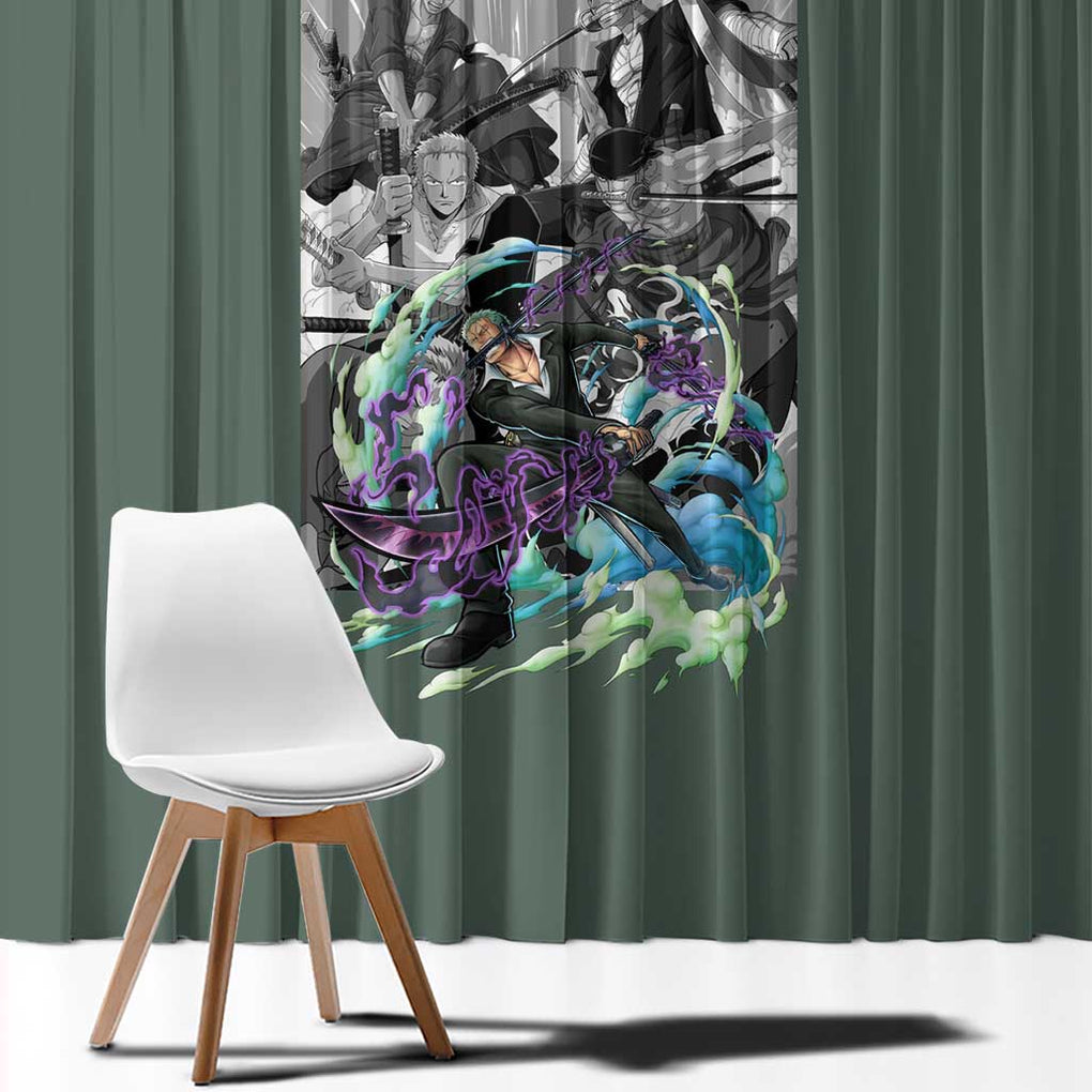 Roronoa Zoro - Straw Hat Team - One Piece Window Curtain Anime Style