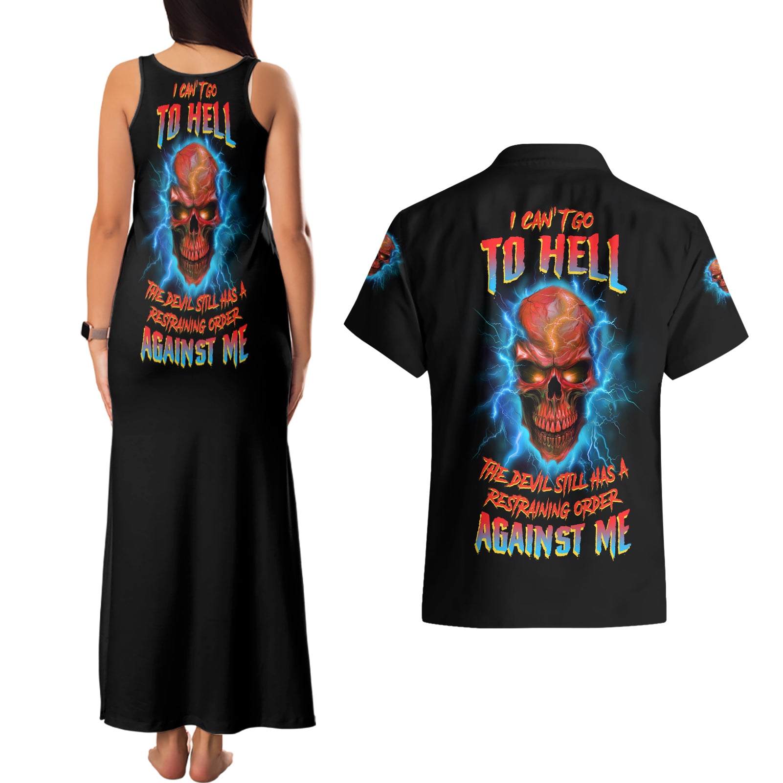 i-cant-go-to-hell-thunder-skull-couples-matching-tank-maxi-dress-and-hawaiian-shirt