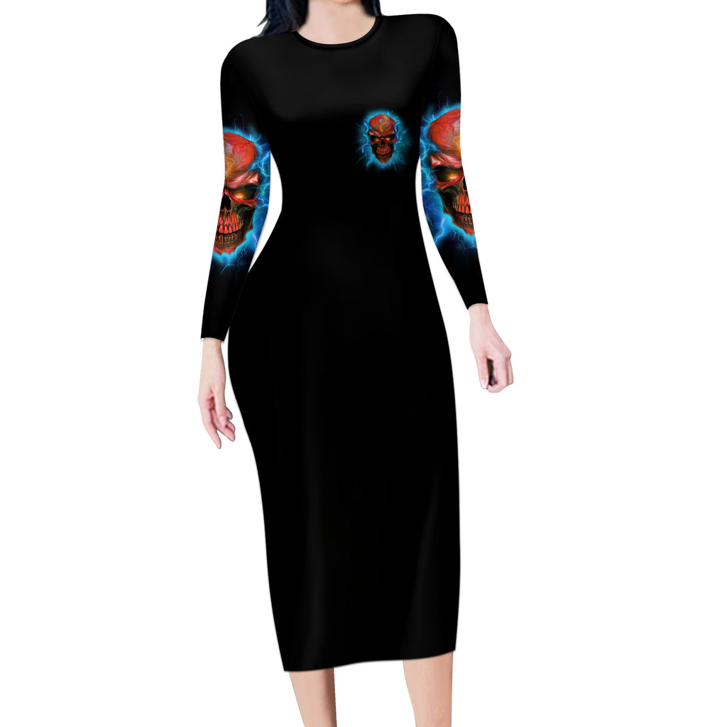 i-cant-go-to-hell-thunder-skull-long-sleeve-bodycon-dress