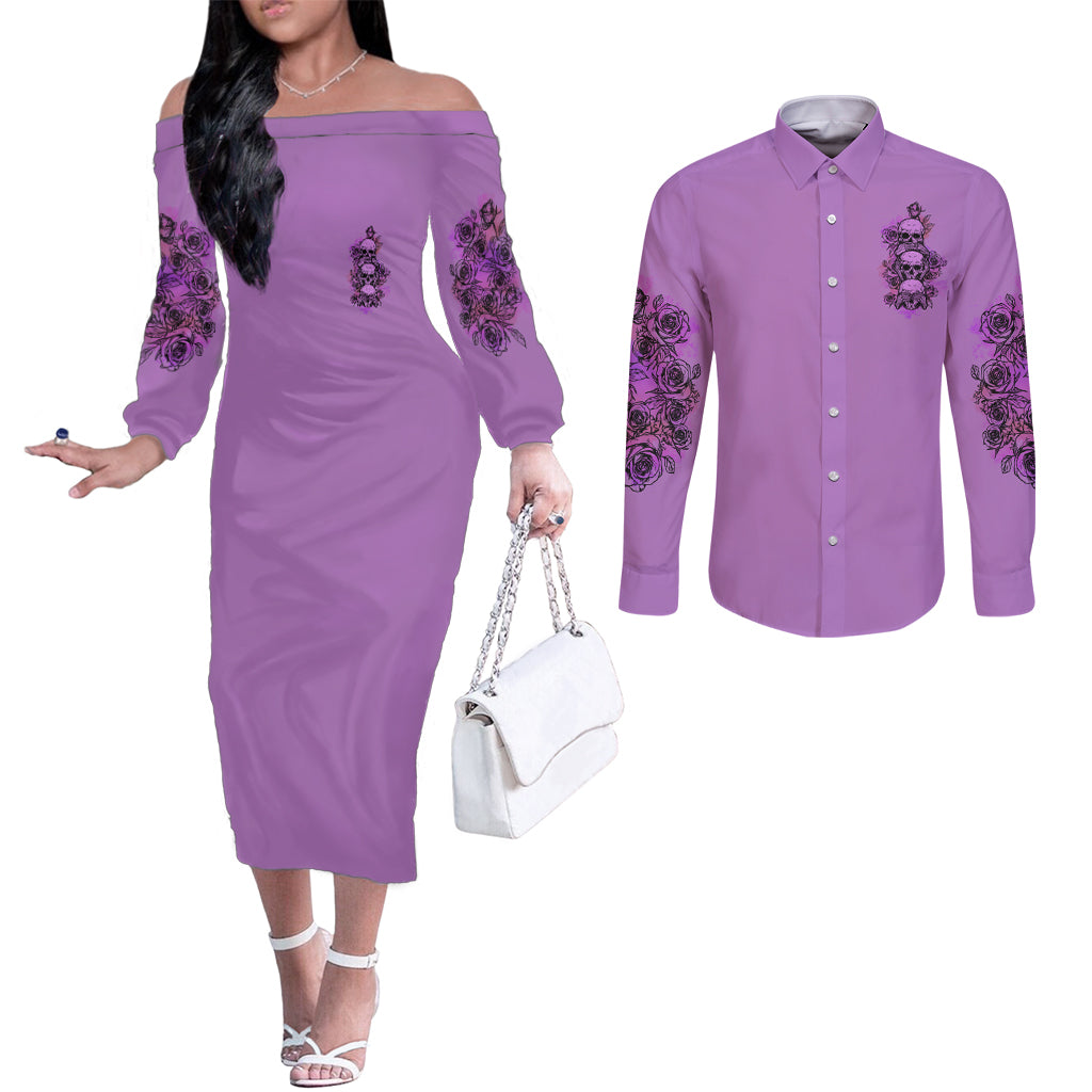 stuck-between-idk-idc-and-idgaf-couples-matching-off-the-shoulder-long-sleeve-dress-and-long-sleeve-button-shirt
