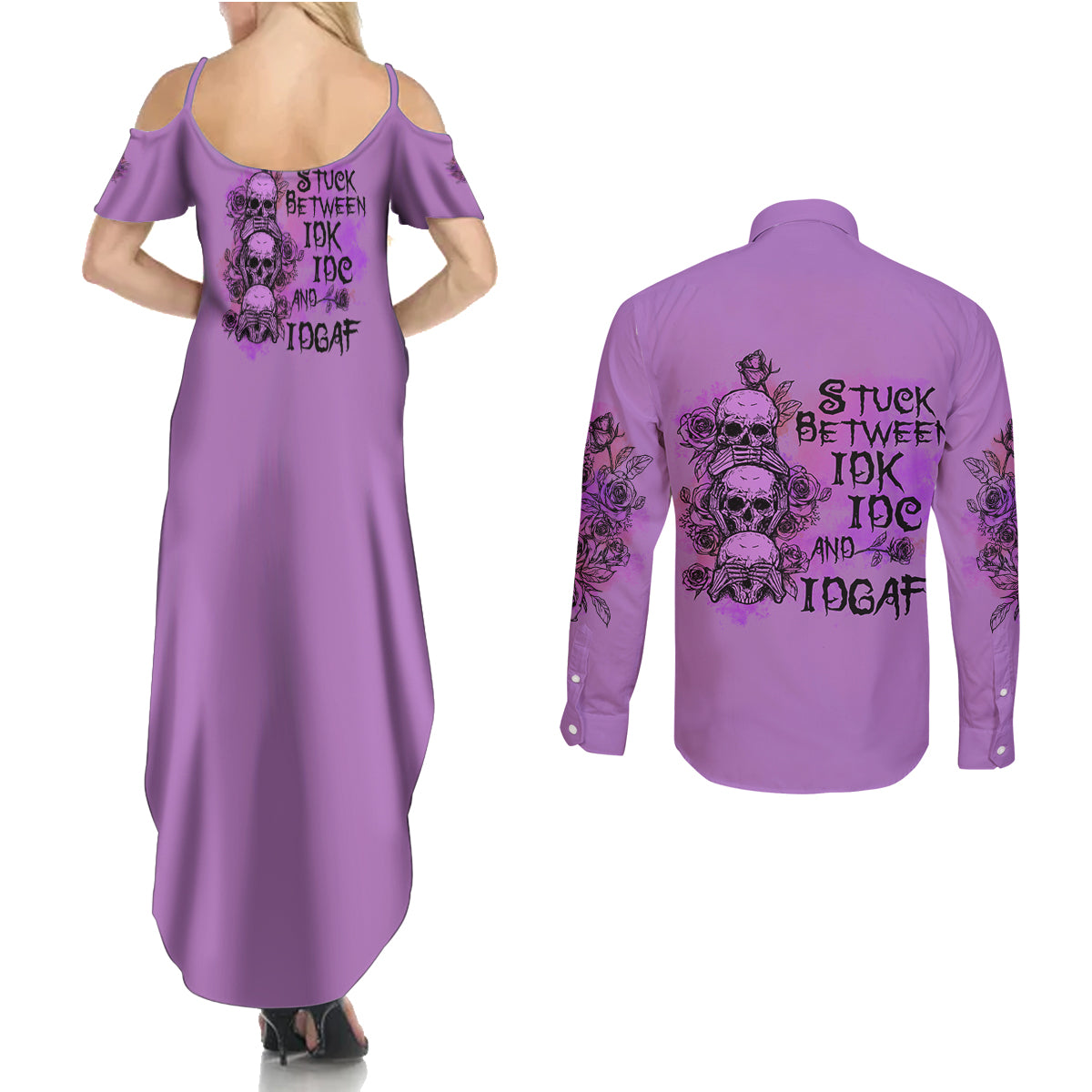 stuck-between-idk-idc-and-idgaf-couples-matching-summer-maxi-dress-and-long-sleeve-button-shirt
