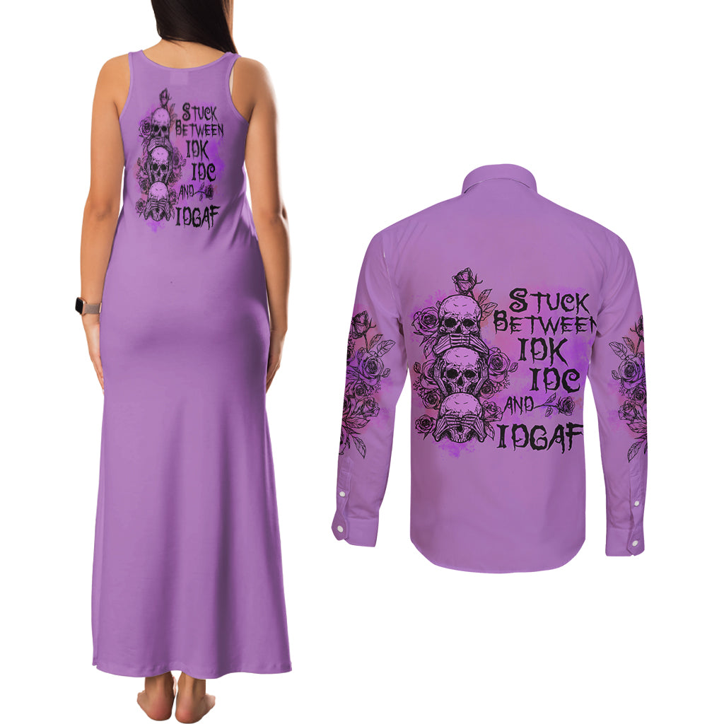 stuck-between-idk-idc-and-idgaf-couples-matching-tank-maxi-dress-and-long-sleeve-button-shirt