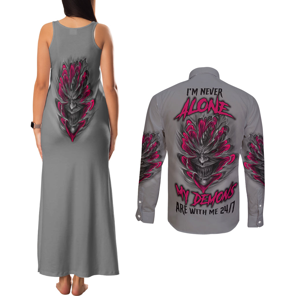im-never-alone-skull-demon-couples-matching-tank-maxi-dress-and-long-sleeve-button-shirt