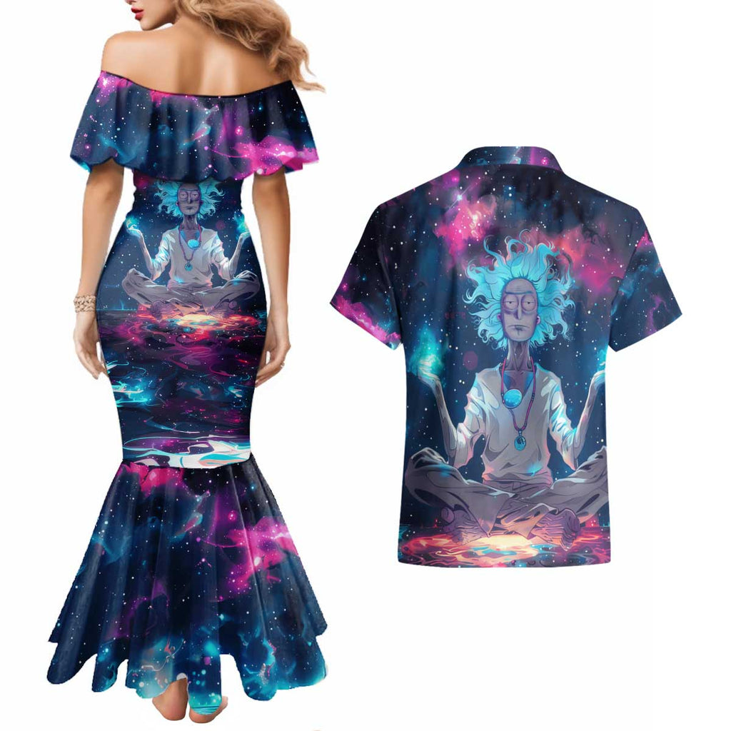 Rick and Morty Trippy Cosmic Rick Hoodie Couples Matching Mermaid Dress and Hawaiian Shirt Trippy Style