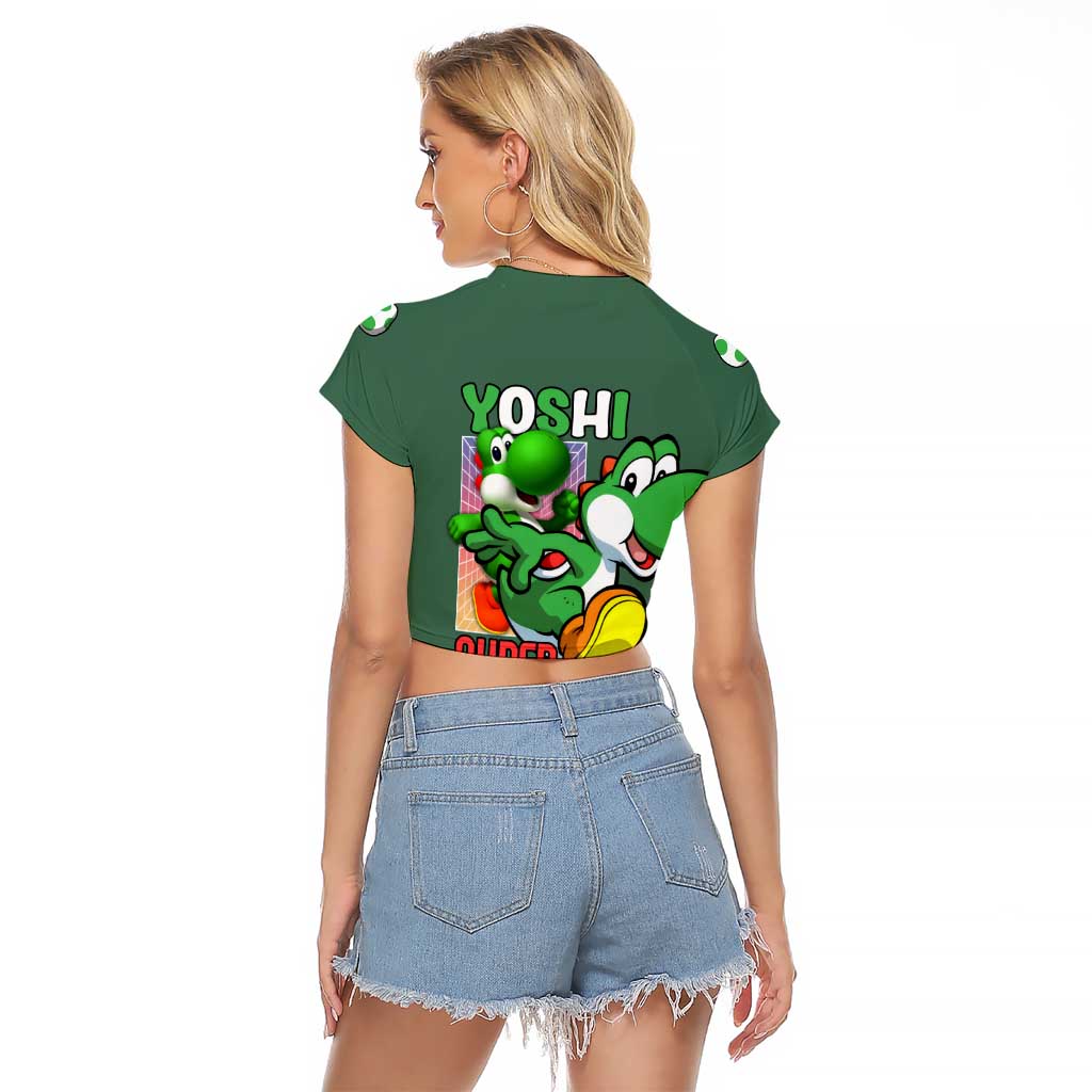 Yoshi Mario Bros Raglan Cropped T Shirt Anime Style