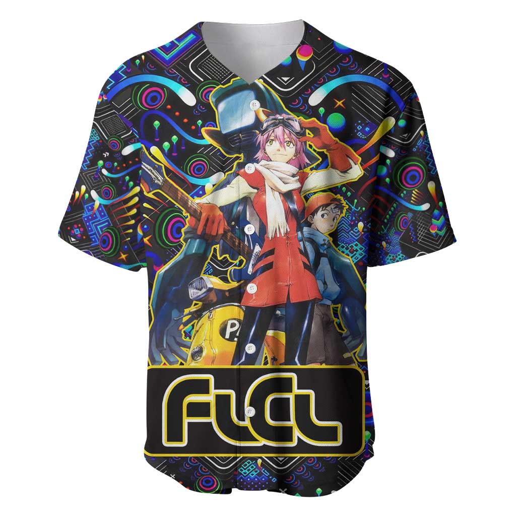 Vibing FLCL Baseball Jersey Anime Mix Colorful Abstract Style