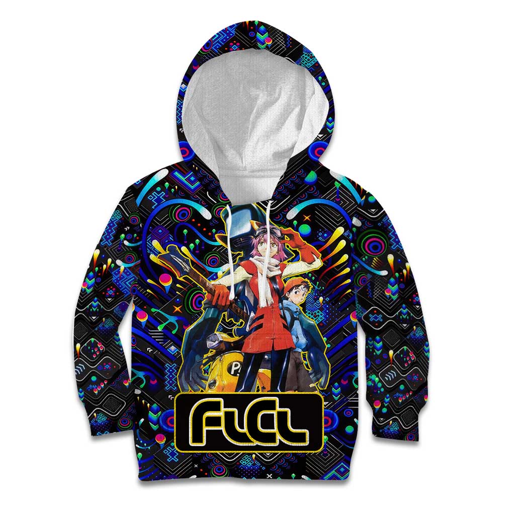 Vibing FLCL Kid Hoodie Anime Mix Colorful Abstract Style